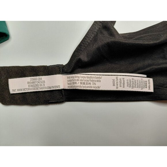 Victorias Secret Push-Up Bra Set 34D Black & Green Adjustable Straps - Picture 8 of 10
